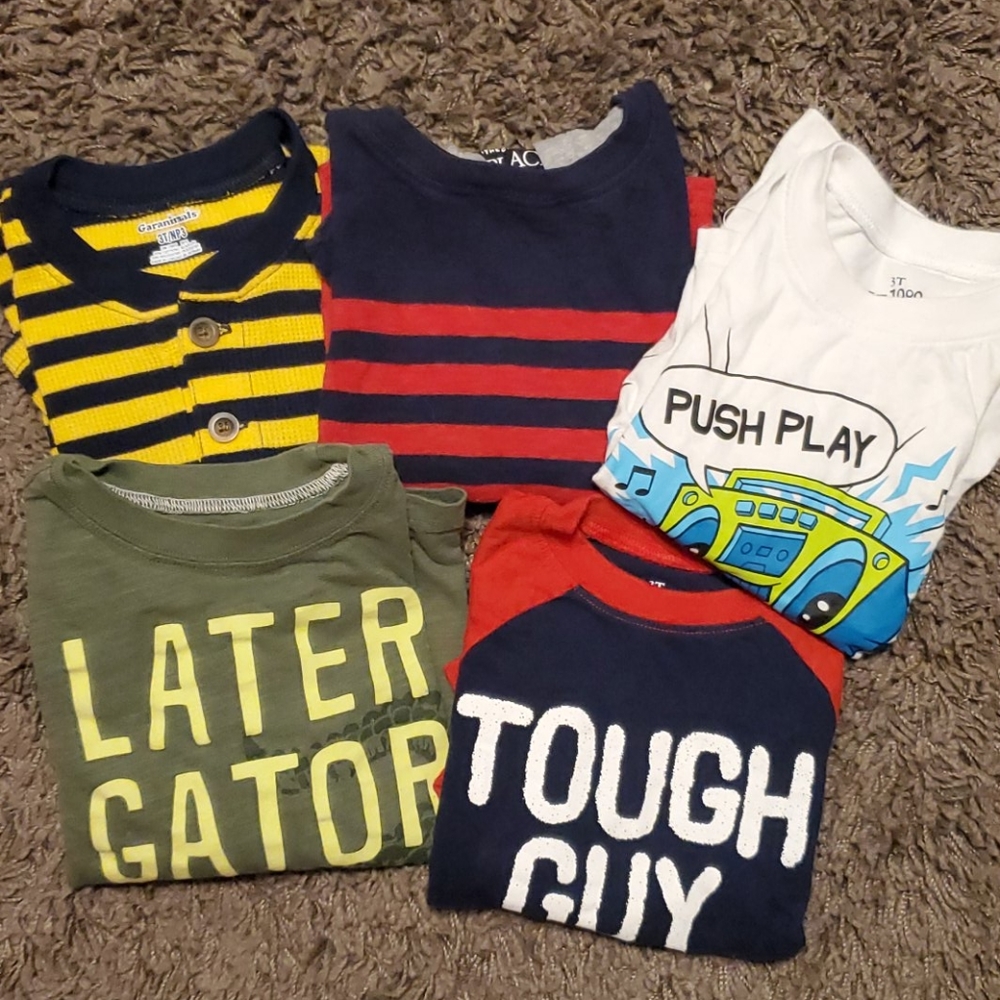 5 pack bundle assorted long sleeve shirts 3T